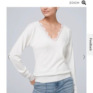 WHBM Lace Trim Pull Over
